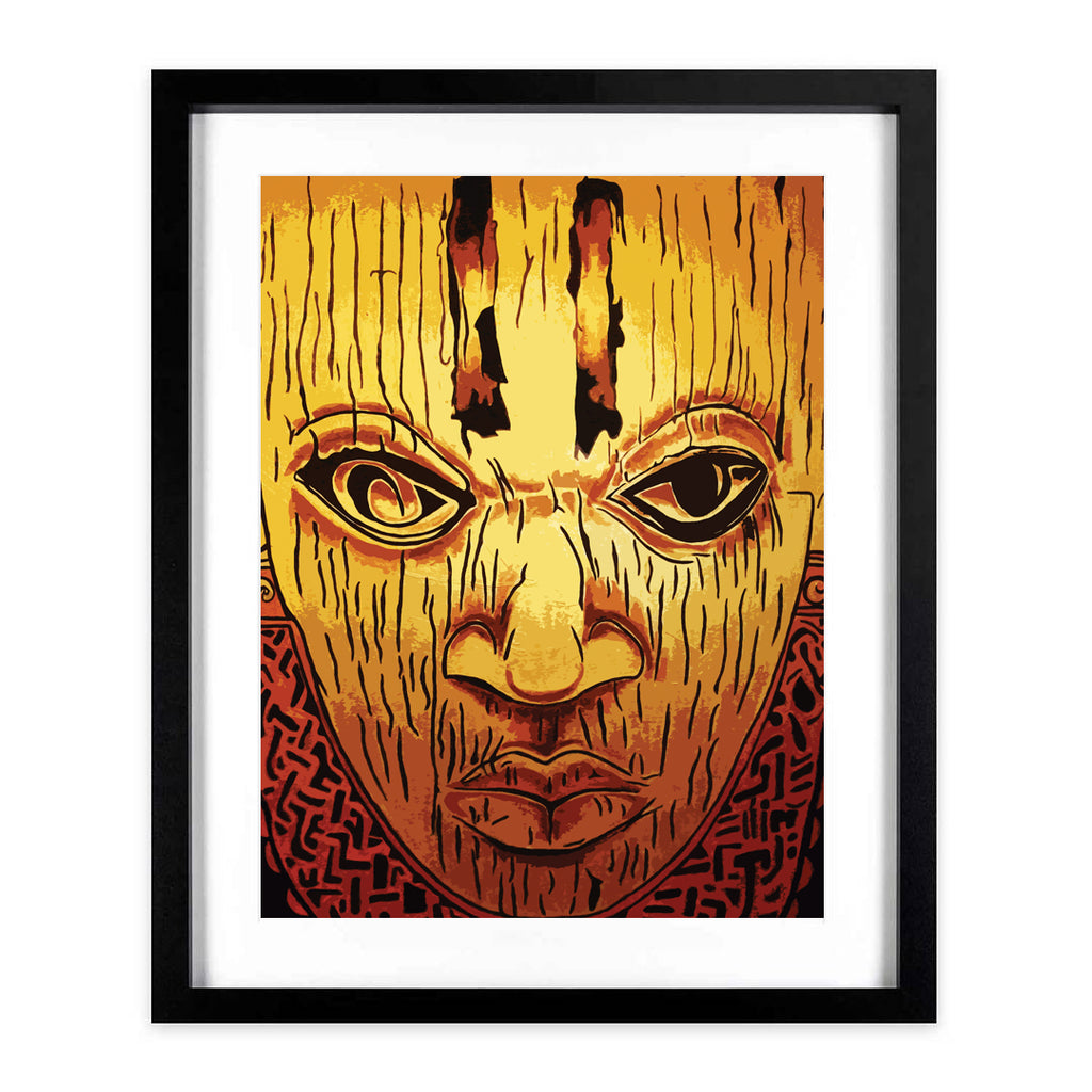 “Masks of Benin” A3 framed print of
